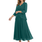 3/4 Sleeve Chiffon Mother of the Brides Dresses V-Neck Wedding Party Gowns