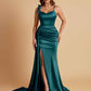 Elegant Soft Satin Mermaid Bowknot Floor-Length Mermaid Bridesmaid Dresses