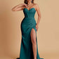 Elegant Soft Satin Mermaid V-neck Side Slit Floor-Length Bridesmaid Dresses Online