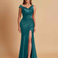 Sexy Soft Satin Mermaid V-neck Floor-Length Mermaid Bridesmaid Dresses