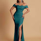 Sexy Soft Satin Mermaid Off Shoulder Floor-Length Mermaid Bridesmaid Dresses