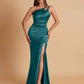 Sexy Soft Satin Mermaid One Shoulder Floor-Length Mermaid Bridesmaid Dresses