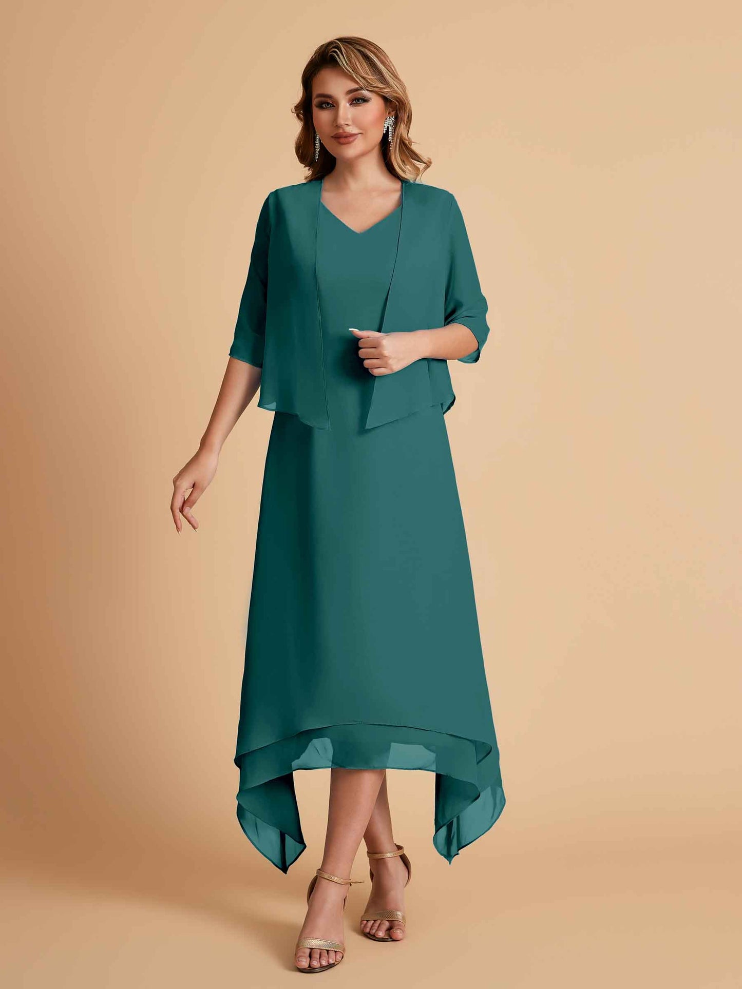 Elegant A-line Chiffon Short Sleeves Mother of the Brides Dresses Online