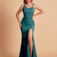 Sexy Satin V-neck Side Slit Mermaid Floor Length Bridesmaid Dresses