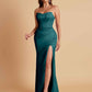 Sexy Strapless Soft Satin Side Slit Floor-Length Mermaid Bridesmaid Dresses