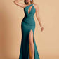 Sexy Mermaid One Shoulder Key Hole Bridesmaid Dresses Floor Length Bridal Party Dresses