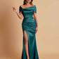 Elegant Soft Satin Off-the-shoulder Side-Slit Mermaid Bridesmaid Dresses