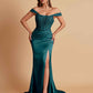 Sexy Soft Satin V-neck Off-the-shoulder Strapless Side-Slit Mermaid Bridesmaid Dresses
