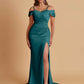 Sexy Soft Satin Mermaid Cold Shoulder Side Slit Floor-Length Bridesmaid Dresses Online