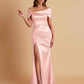 Elegant Soft Satin Off-the-shoulder Side-Slit Mermaid Bridesmaid Dresses