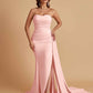 Simple Soft Satin Mermaid Strapless Floor-Length Mermaid Bridesmaid Dresses