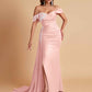 Elegant Soft Satin Mermaid Off Shoulder Floor-Length Mermaid Bridesmaid Dresses