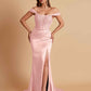 Sexy Soft Satin V-neck Off-the-shoulder Strapless Side-Slit Mermaid Bridesmaid Dresses