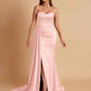 Elegant Soft Satin Sweetheart Strapless Side-Slit Mermaid Bridesmaid Dresses