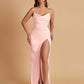 Sexy Soft Satin Mermaid V-neck Side Slit Floor-Length Bridesmaid Dresses Online