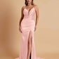 Sexy Soft Satin V-neck Spaghetti Strap Side-Slit Mermaid Bridesmaid Dresses