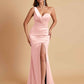 Gorgeous One Shoulder Soft Satin Side Slit Floor-Length Mermaid Bridesmaid Dresses