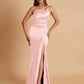 Sexy Soft Satin Mermaid One Shoulder Floor-Length Mermaid Bridesmaid Dresses
