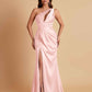 Sexy One Shoulder Soft Satin Side Slit Floor-Length Mermaid Bridesmaid Dresses