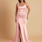 Elegant Soft Satin Mermaid Bowknot Floor-Length Mermaid Bridesmaid Dresses