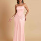 Sexy Soft Satin Mermaid Strapless Floor-Length Mermaid Bridesmaid Dresses