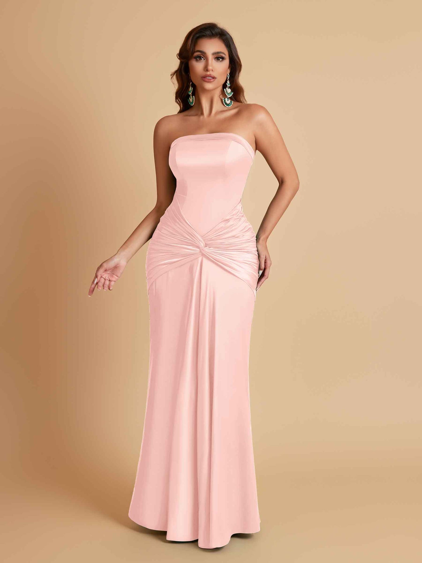 Sexy Soft Satin Mermaid Strapless Floor-Length Mermaid Bridesmaid Dresses
