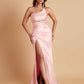 Gorgeous Strapless Soft Satin Side Slit Floor-Length Mermaid Bridesmaid Dresses
