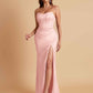 Sexy Strapless Soft Satin Side Slit Floor-Length Mermaid Bridesmaid Dresses