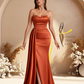 Elegant Soft Satin Sweetheart Strapless Side-Slit Mermaid Bridesmaid Dresses