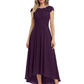 Elegant Evening Gown Trending 2026 Styles with Cap Sleeves High-Low Skirt