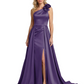 One Shoulder Sleeveless Mother of the Brides Dresses Floor Length Slit With Train
