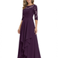 3/4 Sleeve Mother of the Bride Dress with Lace Embroidery High-Low Hem 2026