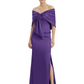Formal Floor-Length Mother of the Bride Gown Satin Maxi Dress with Bow Neckline