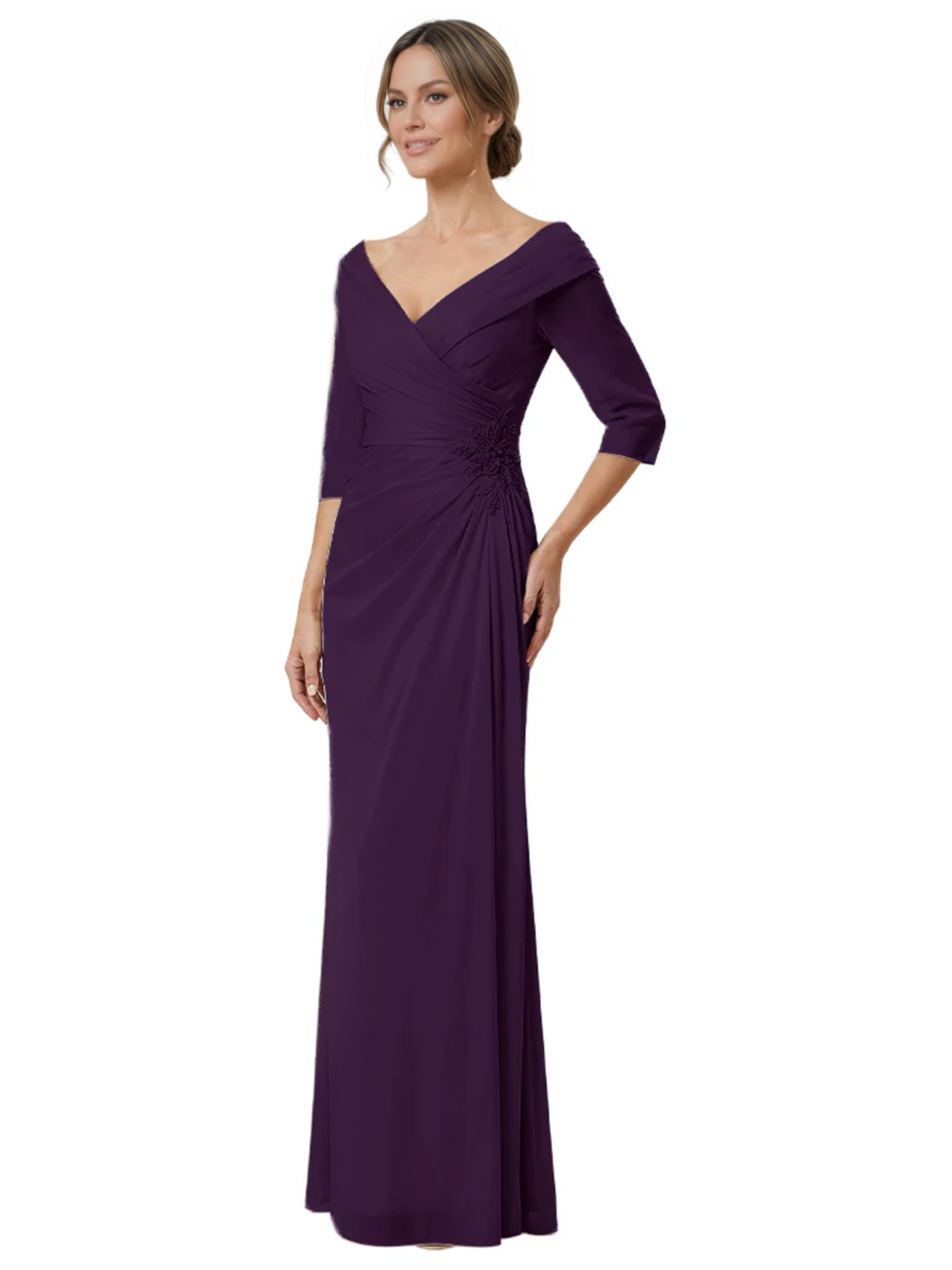 Elegant 3/4 Sleeve Mother of the Brides Dresses Mom Outfits Wedding Satin