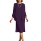 3 PCS Knee-Length Mother of Bride Dresses Prom Dress Evening Dress with Sheer Sleeves and Jacket