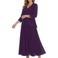 3/4 Sleeve Chiffon Mother of the Brides Dresses V-Neck Wedding Party Gowns