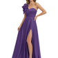 Elegant Mother of the Groom Dress A-Line Satin Formal Gown with High Slit Ruched Bodice