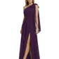 One-Shoulder Mother of the Bride Dress Chiffon Gown with Long Sash Detail