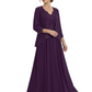 Plus Size A-line Chiffon 3/4 Sleeves Mother of the Brides Dresses Long Jacket Dress