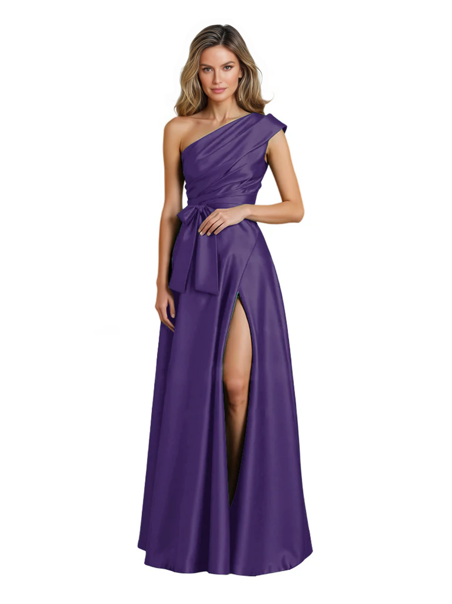 Wedding Mother of the Bride Dress One Shoulder and High Slit Formal Dresses
