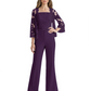 Mother of the Bride Jumpsuit with Lace Jacket 3/4 Sleeve Formal Pant Suit