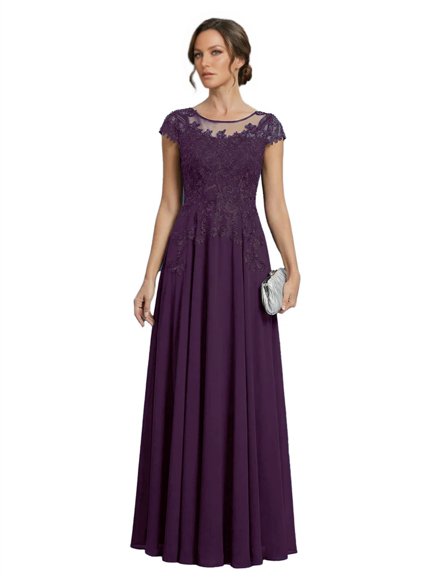 Chic Long A-Line Chiffon Mother of the Brides Dresses Sequin Mom Outfits For Wedding