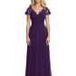 Mother of the Bride Dress Cap Sleeves and V-Neckline with Embroidered Lace Shoulders