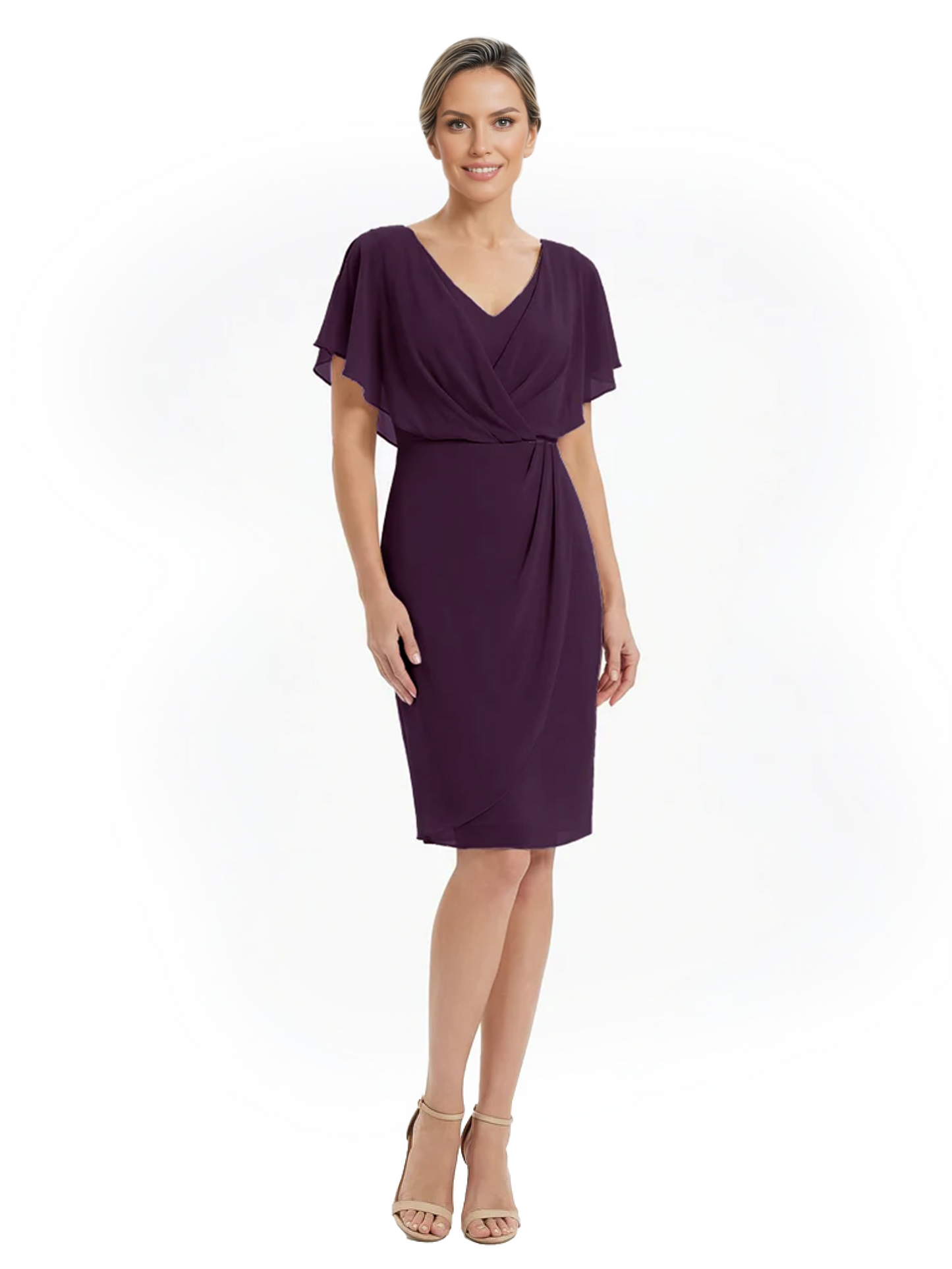 Chic Knee-Length Mother of Bride Formal Dress Slimming Chiffon Styles for Wedding Guest