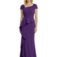 A-Line Satin Cap Sleeves Mother of the Brides Dresses Floor Length For Wedding