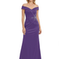 Off Shoulder Mother of the Bride Dress Beaded Waist Satin Gown Portrait Neckline