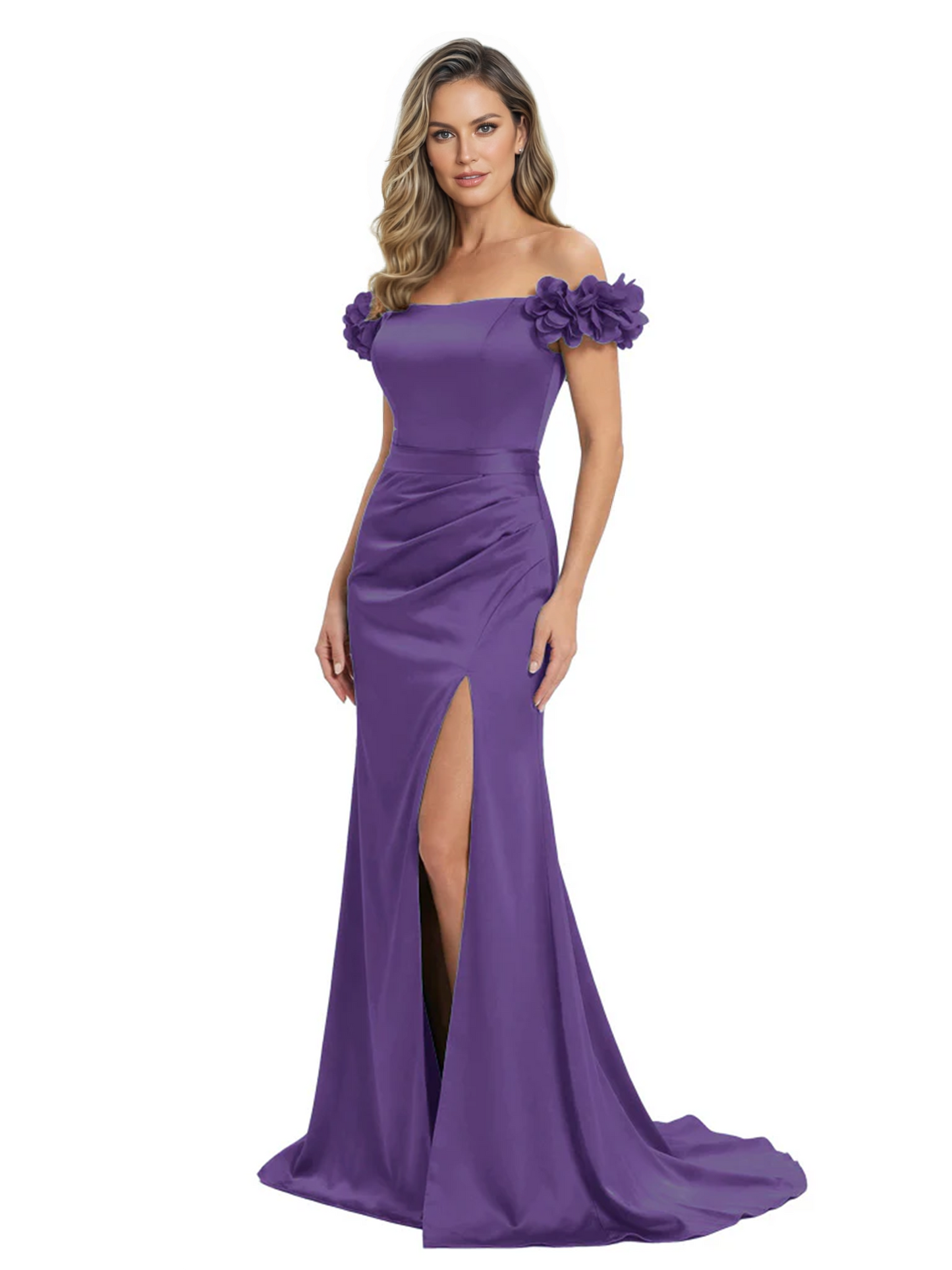 Elegant Mother of the Groom Dresses Mermaid Satin Formal Gown High Slit