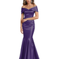 Luxury Emerald Formal Dress Off-the-Shoulder Satin Gown Trumpet Silhouette