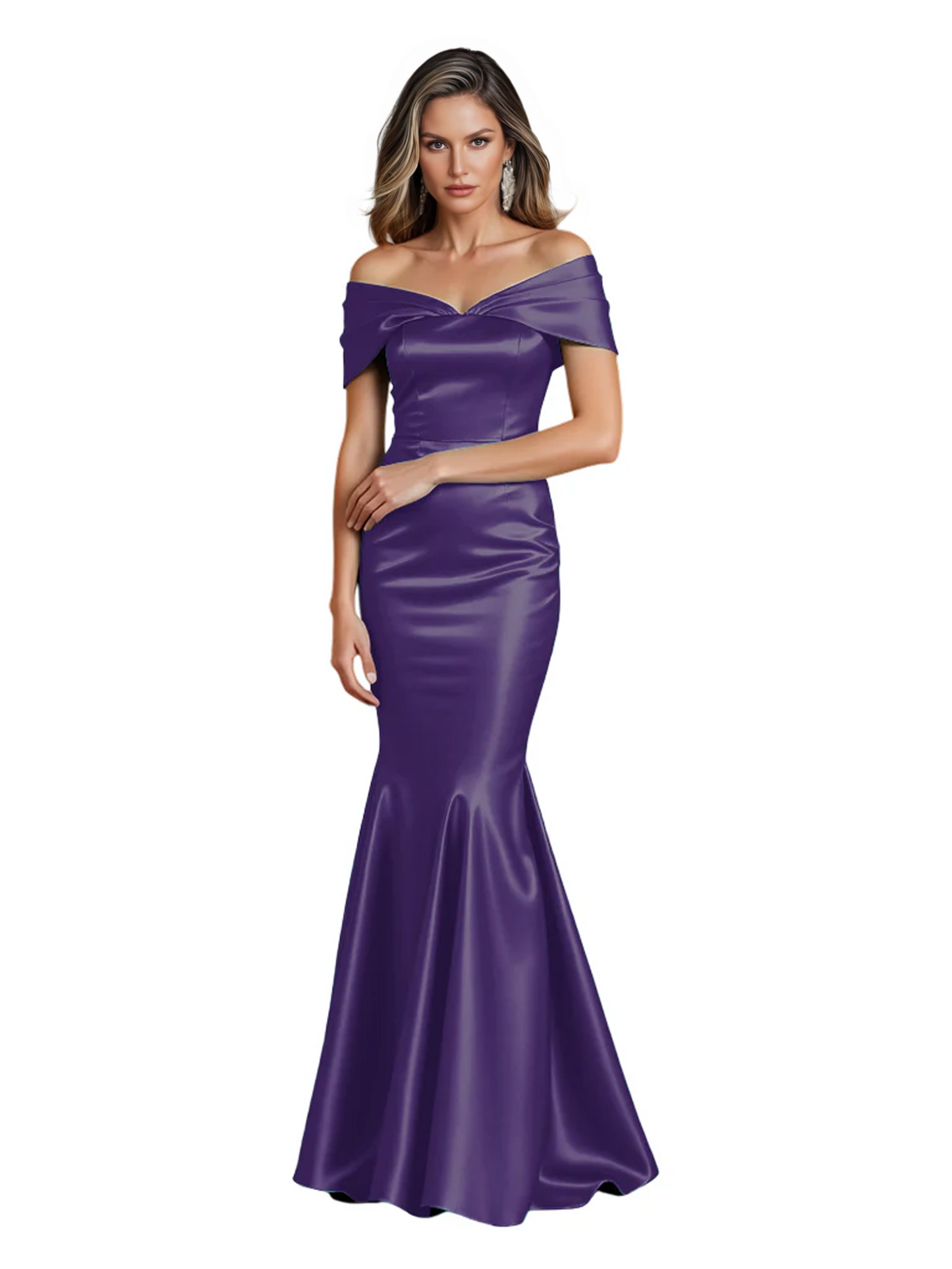 Luxury Emerald Formal Dress Off-the-Shoulder Satin Gown Trumpet Silhouette