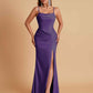 Gorgeous Spaghetti Straps Soft Satin Side Slit Floor-Length Mermaid Bridesmaid Dresses